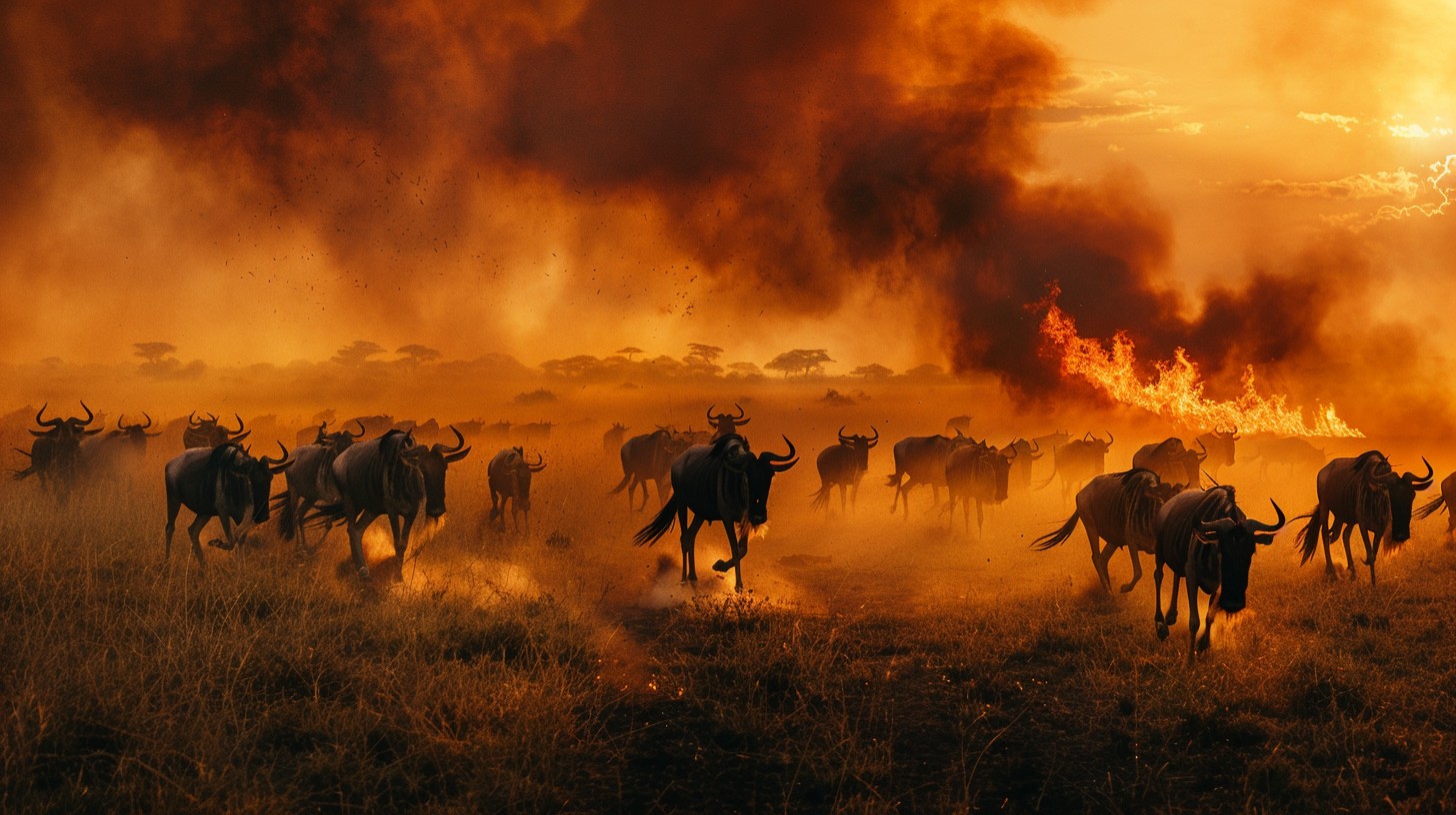 StockCake Wildebeests Flee Fire_1721456766